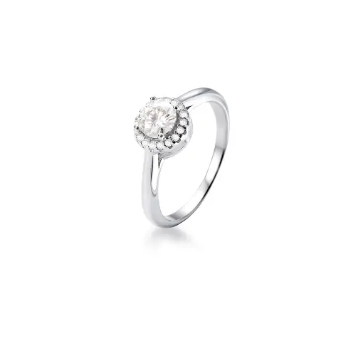 ANEL PEDRA MOISSANITE 5MM PRATA RODINADA