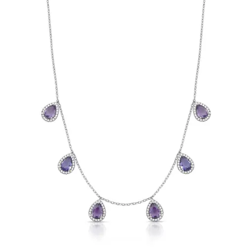 COLAR COM PINGENTES DE GOTAS EM CRISTAIS E ZIRCÔNIAS