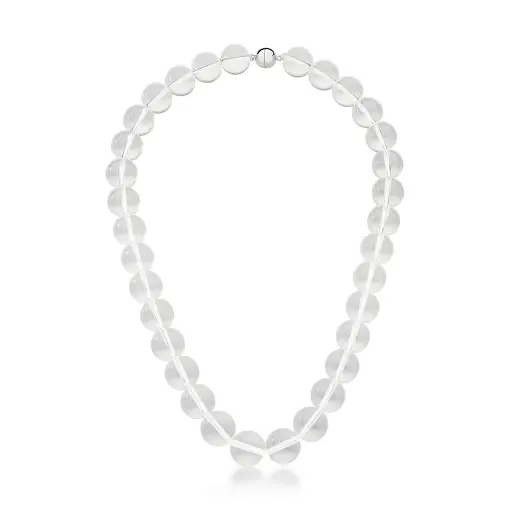 COLAR COM BOLAS EM RESINAS INCOLOR BANHADO A RÓDIO