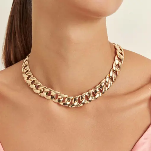 COLAR COM ELOS OVAIS LISOS E FECHO BOIA