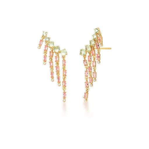 BRINCO EAR CUFF COM ZIRCÔNIAS COLORIDAS BANHADO A OURO