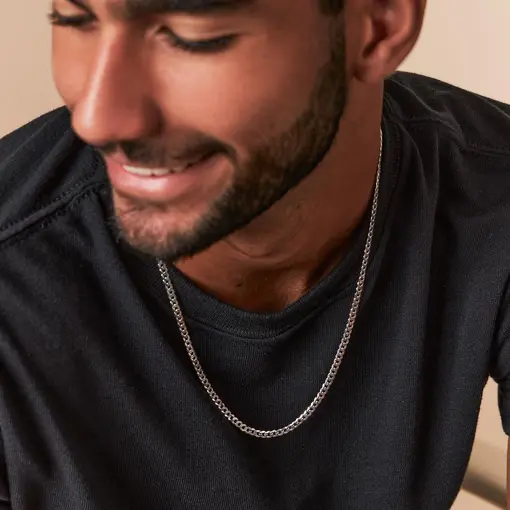 CORRENTE EM MALHA GROUMET PRATA LISA