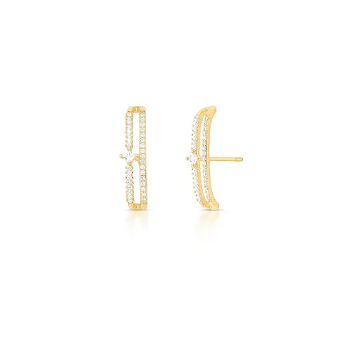 BRINCO EAR HOOK VAZADO COM CRISTAL E ZIRCÔNIAS