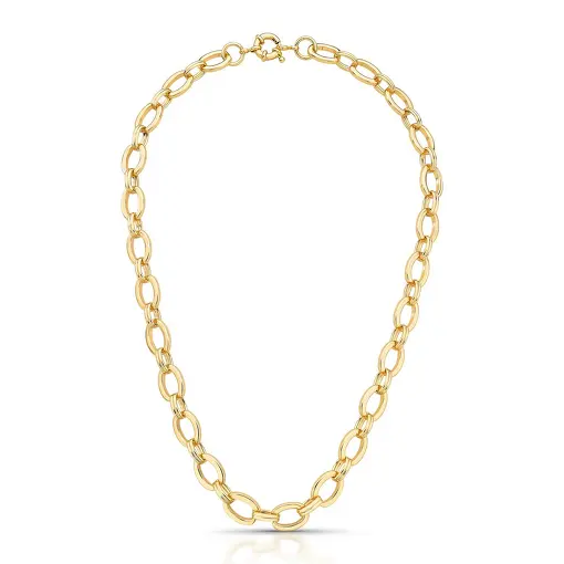 COLAR COM ELOS OVAIS INTERCALADOS E FECHO BOIA