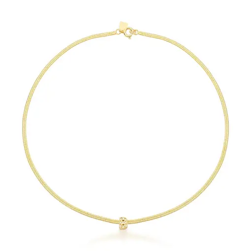 CHOKER LAMINADA COM PINGENTE LETRA "B" BANHADA A OURO