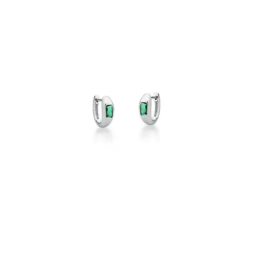 ARGOLA LISA COM CRISTAL RETANGULAR EM PRATA