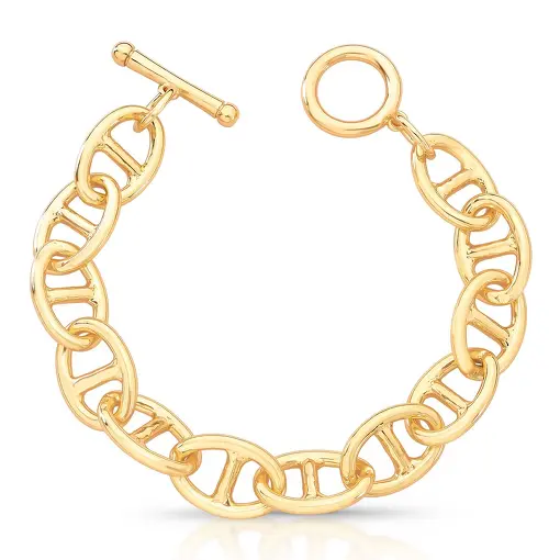 PULSEIRA COM ELOS DE LACRES OVAIS E FECHO TRAVA