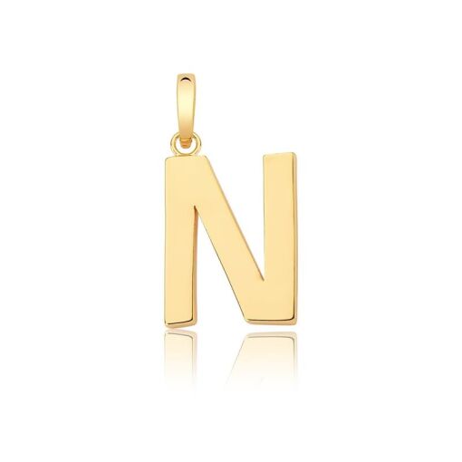 PINGENTE LETRA "N" LISO COM FECHO BANHADO A OURO