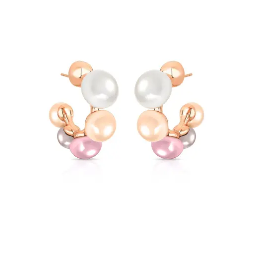 MEIA ARGOLA COM PÉROLAS SHELL INTERCALADAS