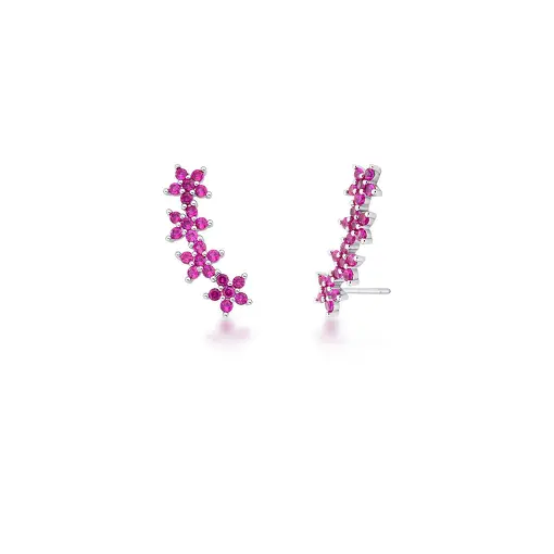 BRINCO EAR CUFF DE FLORES COM ZIRCÔNIAS BANHADO A RÓDIO