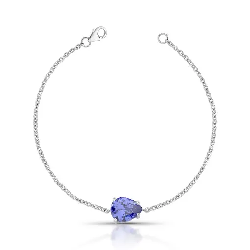 PULSEIRA COM CRISTAL DE GOTA PRATA RODINADA