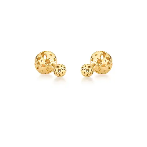 BRINCO EAR JACKET DE ESFERAS E ESTRELAS BANHADO A OURO