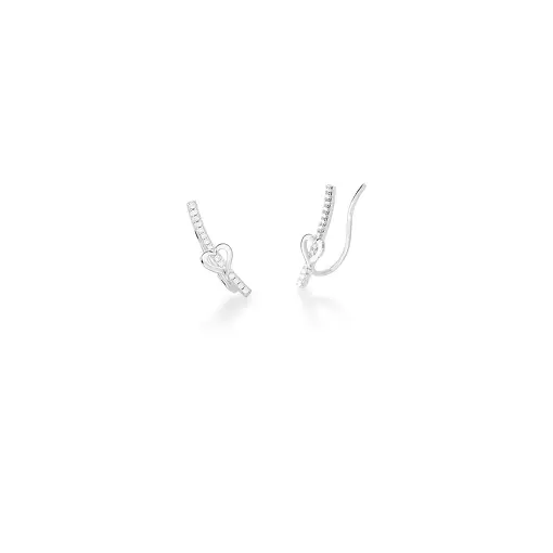 BRINCO EAR CUFF DE CORAÇÃO VAZADO COM ZIRCÔNIAS PRATA LISA