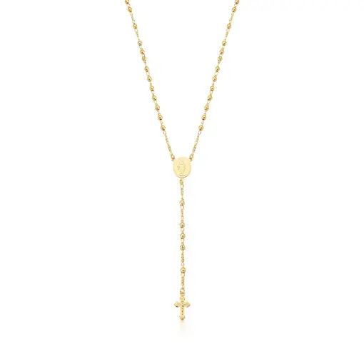 COLAR TERÇO COM IMAGEM RELIGIOSA LISO BANHADO A OURO