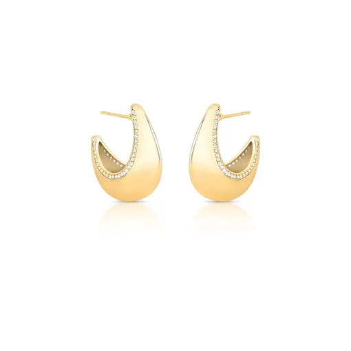 MEIA ARGOLA CURVA E ABAULADA COM ZIRCÔNIAS