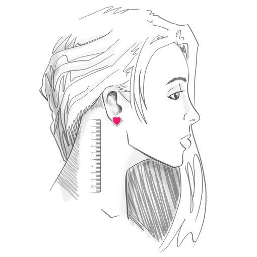 BRINCO DE CORAÇÃO CRISTAL RUBI BANHADO A RÓDIO