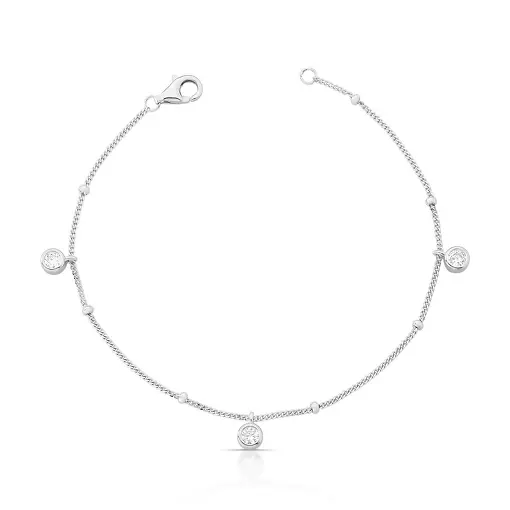 PULSEIRA COM CRISTAIS REDONDOS PRATA RODINADA