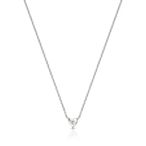 COLAR COM PEDRA DE CORAÇÃO MOISSANITE 5MM PRATA RODINADA