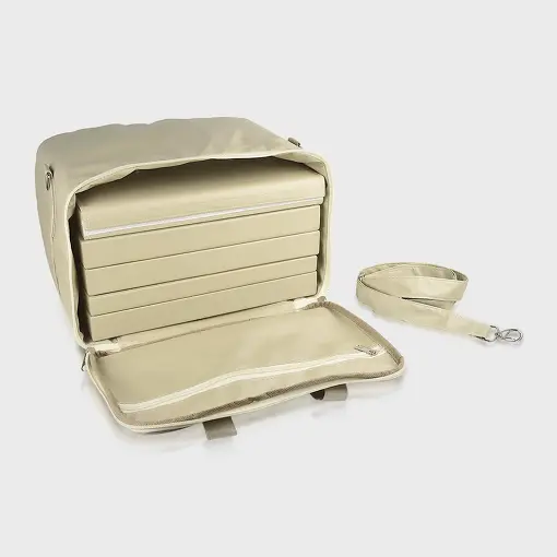 BOLSA COM 5 BANDEJAS EM FACTO NA COR PÉROLA