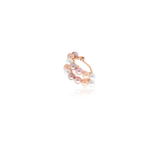 PIERCING DE ORELHA DUAS FILEIRAS COM PÉROLAS BANHADO A OURO
