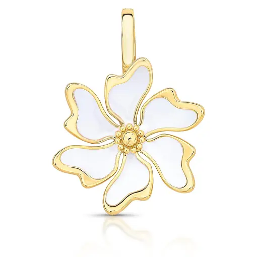 PINGENTE COM FECHO DE FLOR ESMALTADA
