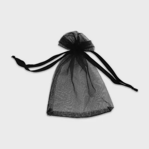 SAQUINHO DE ORGANZA TULE GRANDE NA COR PRETA COM 10 UNIDADES