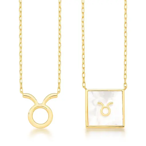 ESCAPULÁRIO EM MADREPÉROLA SIGNO DE TOURO BANHADO A OURO