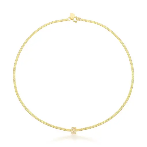 CHOKER LAMINADA COM PINGENTE LETRA "E" BANHADA A OURO