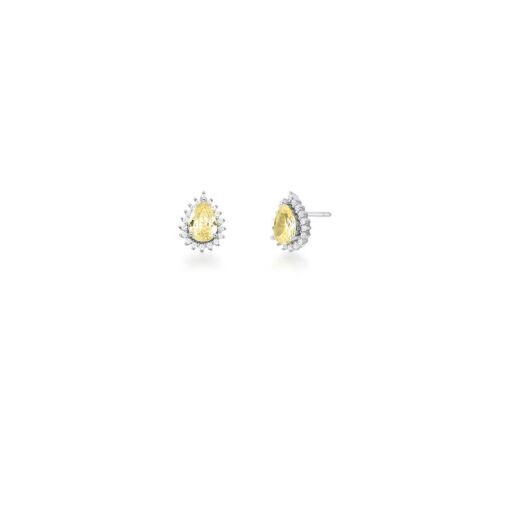 BRINCO COM CRISTAL DE GOTA E ZIRCÔNIAS PRATA RODINADA