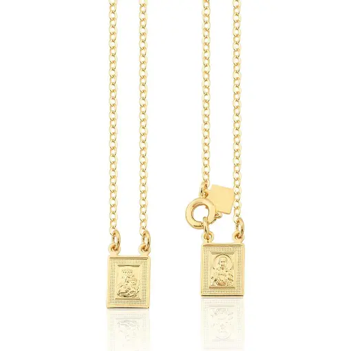 ESCAPULÁRIO COM PINGENTES RELIGIOSOS LISOS BANHADO A OURO