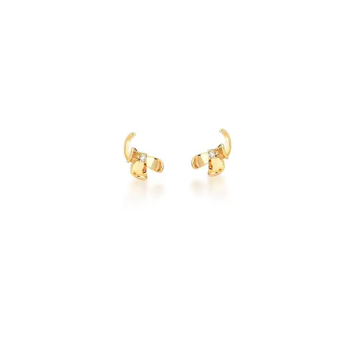 PIERCING DE ORELHA DE FLOR COM ZIRCÔNIAS BRANCAS BANHADO A OURO