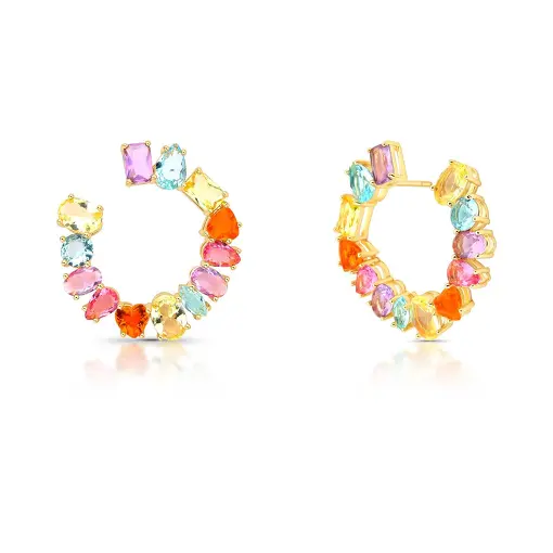 BRINCO REDONDO E VAZADO COM CRISTAIS