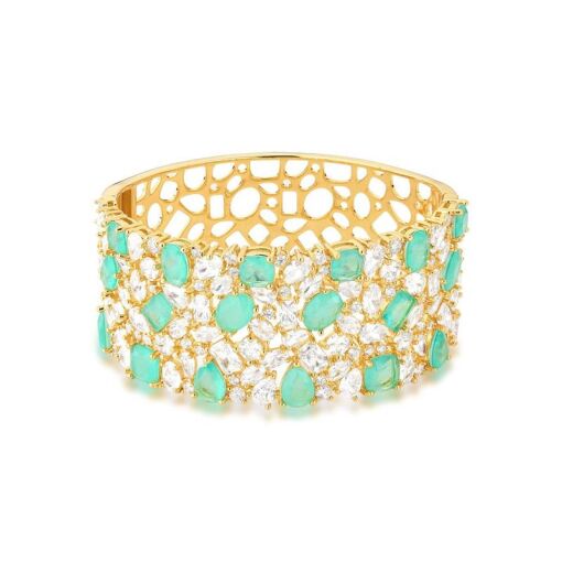 BRACELETE COM CRISTAIS TURMALINA FUSION BANHADO A OURO