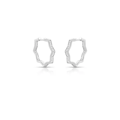 ARGOLA GEOMÉTRICA CRAVEJADA COM ZIRCÔNIAS