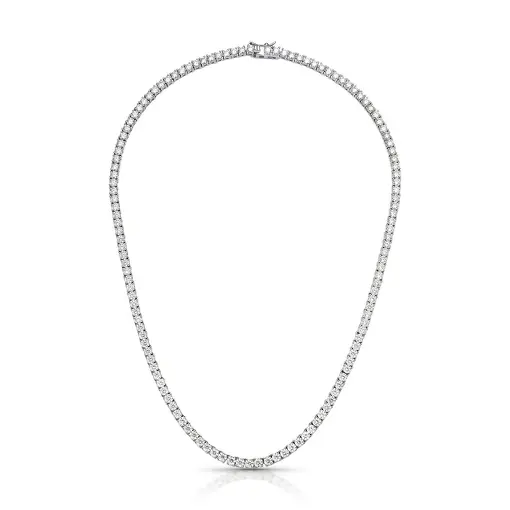 COLAR COM PEDRAS REDONDAS MOISSANITE 3MM PRATA RODINADA