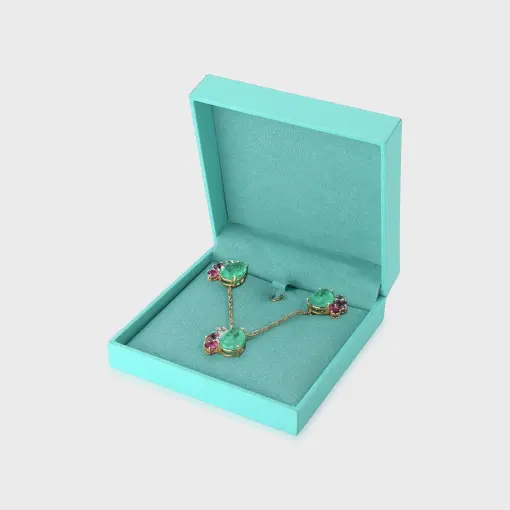 CAIXA QUADRADA PARA CONJUNTO EM COURINO TURQUESA