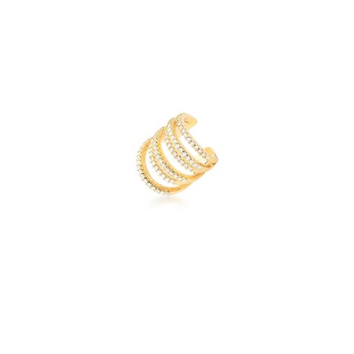 PIERCING DE ORELHA COM SEIS FILEIRAS CRAVEJADA BANHADO A OURO