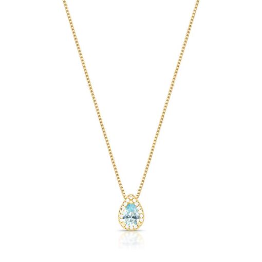 COLAR COM PINGENTE EM CRISTAL DE GOTA E ZIRCÔNIAS