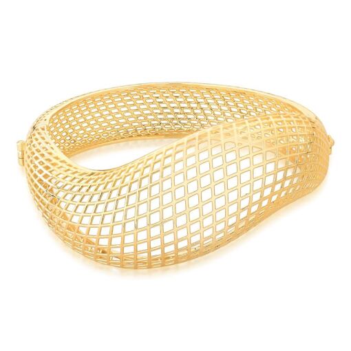 BRACELETE CURVO VAZADO E LISO