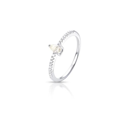 ANEL COM PEDRA DE GOTA MOISSANITE 3.5MM PRATA RODINADA