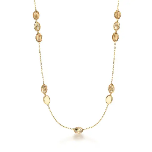 COLAR COM OVAIS LISOS E VAZADOS BANHADO A OURO