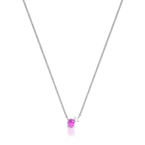 COLAR COM PINGENTE DE CRISTAIS OVAIS PRATA RODINADA