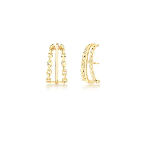 BRINCO EAR HOOK LISO COM ELOS BANHADO A OURO