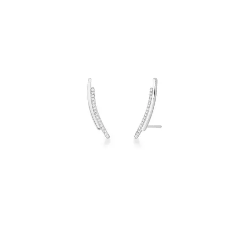 BRINCO EAR CUFF CRAVEJADO DE ZIRCÔNIAS PRATA RODINADA