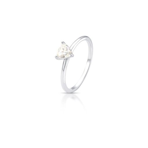 ANEL COM PEDRA TRIANGULAR MOISSANITE 5MM PRATA RODINADA