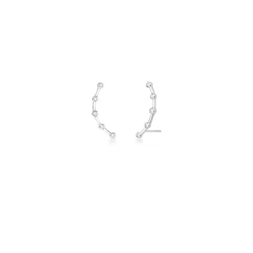 BRINCO EAR CUFF COM ZIRCÔNIAS REDONDAS PRATA LISA