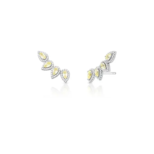 BRINCO EAR CUFF DE GOTA COM CRISTAIS E ZIRCÔNIAS PRATA RODINADA