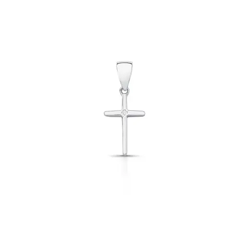 PINGENTE DE CRUZ COM ZIRCÔNIA PRATA RODINADA