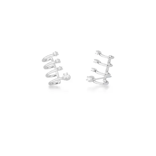 BRINCO EAR CUFF COM CRISTAIS DE ESTRELA PRATA LISA