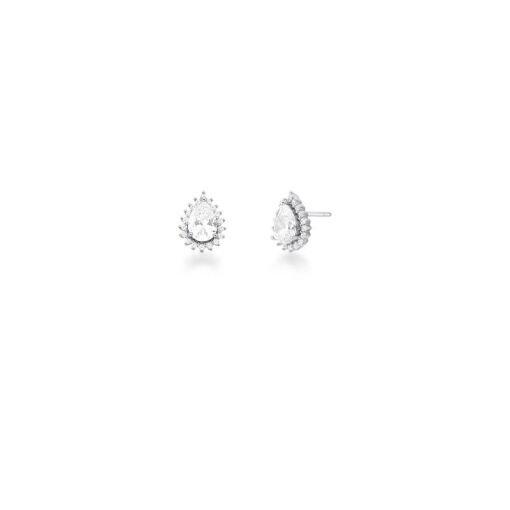 BRINCO COM CRISTAL DE GOTA E ZIRCÔNIAS PRATA RODINADA